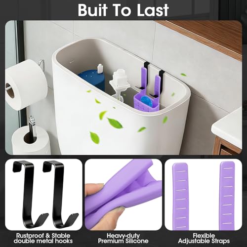 Adjustable Toilet Tank Tablet Holder - Purple Silicone Basket