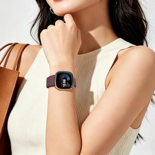 Magnetic Braided Bands for Fitbit Versa 4 & 3 - Deep Cherry