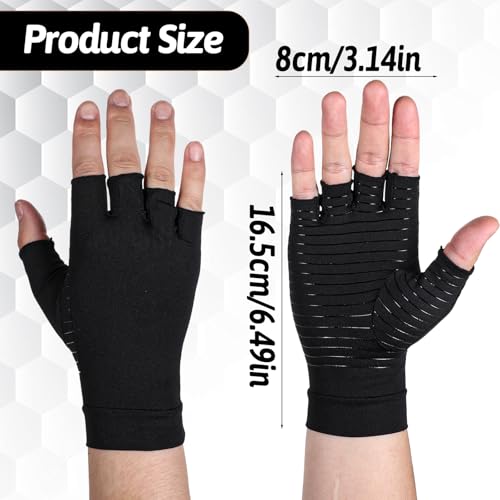 Copper Compression Gloves for Arthritis Relief - Fingerless Design