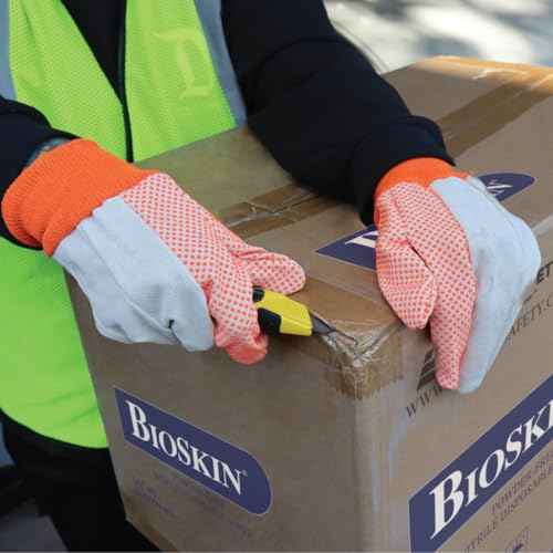 Liberty Glove & Safety 9505A Cotton Canvas Men's Glove with Fluorescent Orange PVC Dots (Pack of 12)