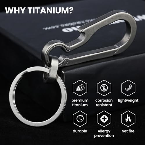 Titanium Carabiner Keychain - Lightweight Outdoor Key Holder - Silver