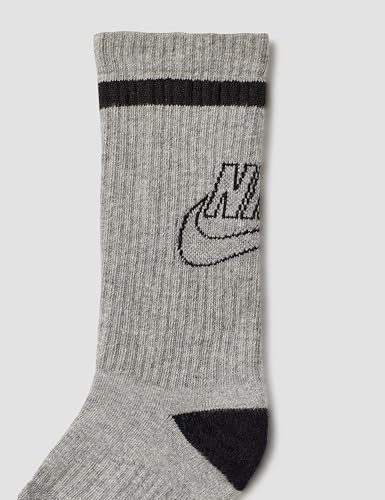 Nike Kids Crew Socks 6-Pack - Cushioned Everyday Socks for Boys & Girls, Small, White/Black/Grey