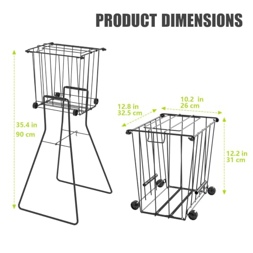 Portable Tennis Ball Hopper with Wheels - Holds 75 Balls