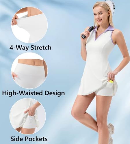 High Waisted Biker Shorts for Women with Pockets - White, Large