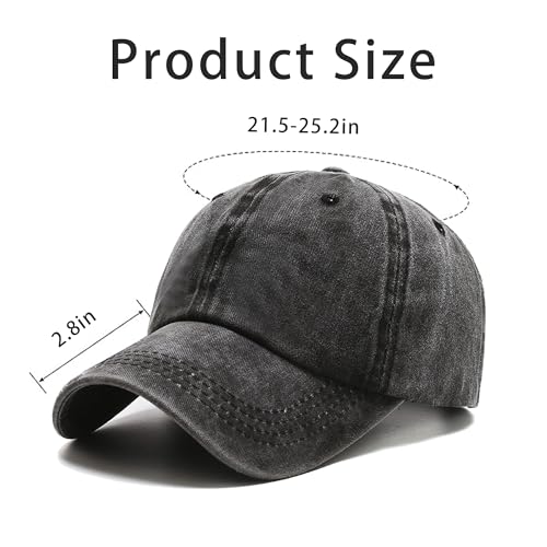 JYNBELSOR 2 Pack Vintage Cotton Baseball Caps for Men Women - Black & Navy Adjustable Low Profile Dad Hats