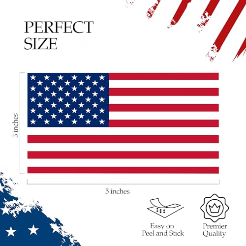 American Flag Decal Bumper Stickers - 5x3 Inch Vinyl Pack of 4