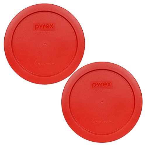 Pyrex 7201-PC 4-Cup Poppy Red Food Storage Lid (2-Pack) - Made in USA