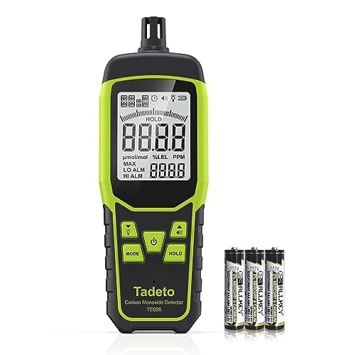 Carbon Monoxide Detectors, Portable CO Detector with Audible & Visual Alarm, 2.4-in Backlit Screen 0-1000PPM Travel CO Gas Meter for Home, Industrial and Outdoor (Includes Battery x3)