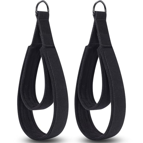 Double Loop Pilates Straps - Non-Slip Padded Grip, Black