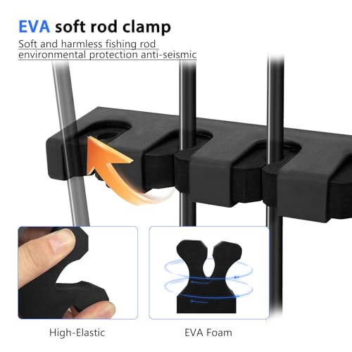Vertical Fishing Rod Holder - Wall-Mounted for 6 Rods - 1 Set