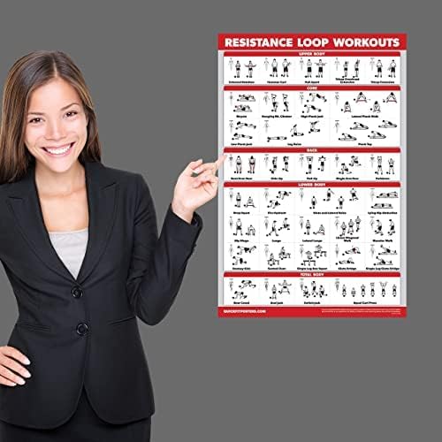 Palace Learning QUICKFIT Resistance Loop Bands Workout Poster - with Plastic Frame - Exercise Chart for Resistance Band Loops - 18" x 24"