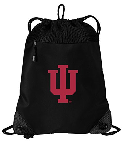Indiana University Drawstring Backpack - Black, Microfiber & Mesh