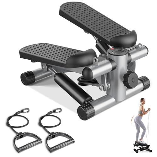 Sweetcrispy Mini Stair Stepper with Resistance Bands, Hydraulic Home