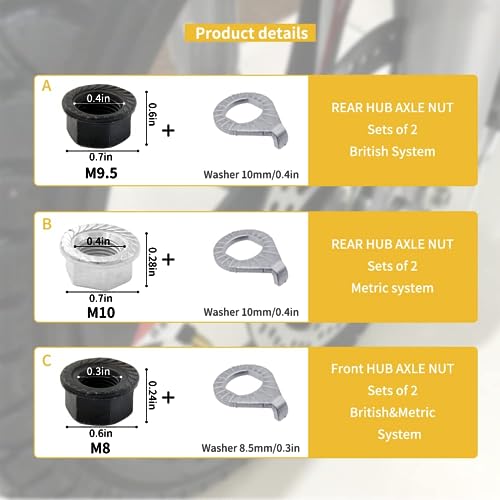 Bicycle Hub Axle Nut and Washer Kit - Set of Screws