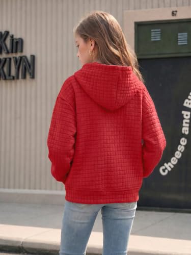 Haloumoning Girls Quilted Zip Up Hoodie Red 9-10 Years