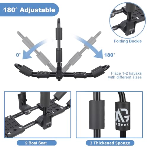 Kayak Roof Rack 4-in-1 Carrier - Adjustable J-Style - Black