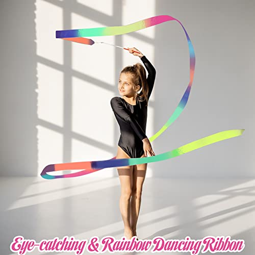 2-Piece Rainbow Rhythmic Gymnastics Ribbon Wands - 78-Inch Dance Streamers