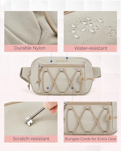 Large Capacity Fanny Pack for Women - Beige & Green