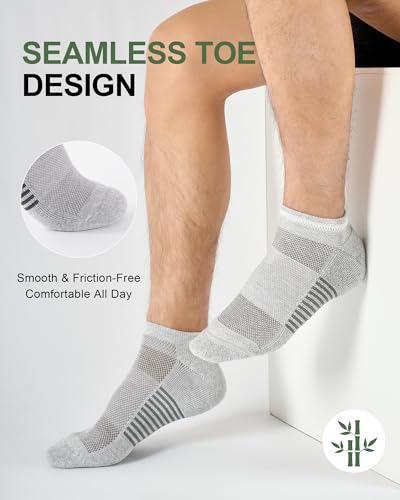 Large Grey Bamboo Men's Ankle Socks - 6/8 Pairs Running & Athletic Socks