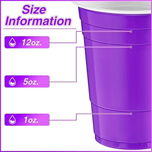 Lounsweer 100 Pack Purple 16 oz Plastic Party Cups - Disposable Drinkware