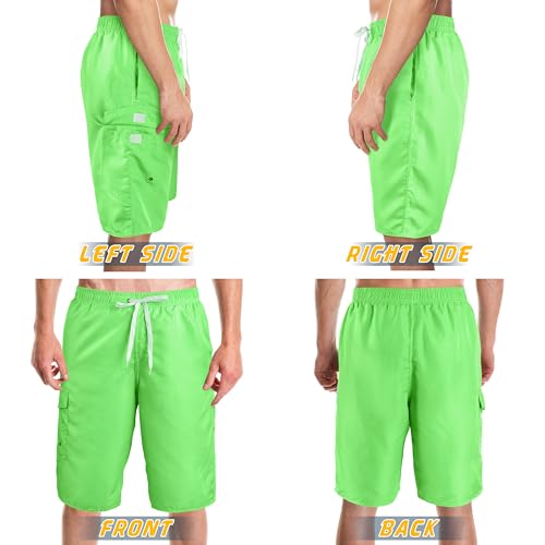 Men's Quick Dry Swim Trunks with Mesh Lining - 3X-Large Green
