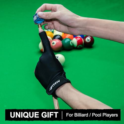 Billiard Pool Glove for Left Hand - 3-Finger, Black, Large