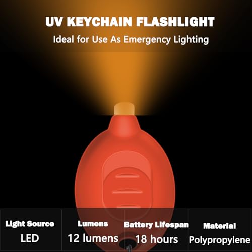 Ultra Bright Mini LED Keychain Flashlight - Orange, 6-Pack
