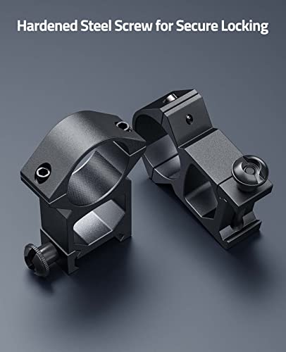 1 Inch Scope Rings - High Picatinny Mounts - 2 Pieces - Black
