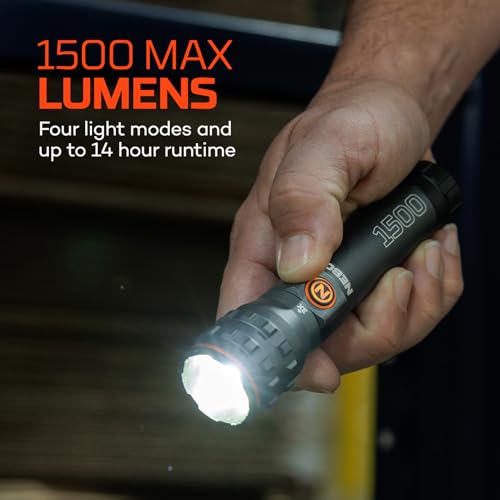 NEBO 1500 Lumen Rechargeable LED Flashlights 2-Pack, Compact & Waterproof