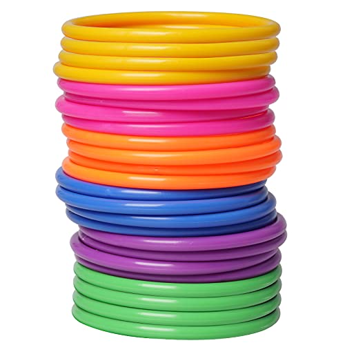 24 Pack Plastic Ring Toss Game for Kids & Adults, Carnival & Backyard Fun