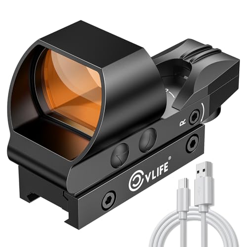 Rechargeable Red Dot Sight with 4 Reticle Options - Black