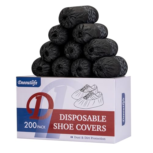 Disposable Shoe Covers Non Slip Waterproof 200 Pack, L & XL Size Durable Non Woven Boot Covers for Indoor Cleaning, Home, Real Estate, Contractors, Dust Proof, Breathable Recyclable Shoe Booties
