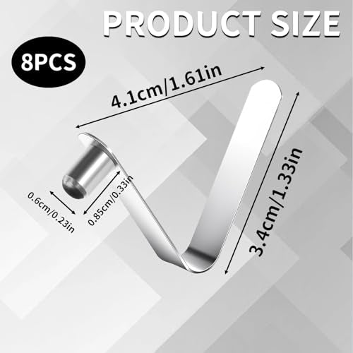 8-Piece Stainless Steel Spring Snap Clips for Kayak Paddles and Tent Poles