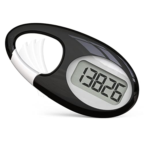 Synwoo Black 3D Step Counter Pedometer with Lanyard - Accurate Steps Tracker for Men Women Teens Adults Seniors