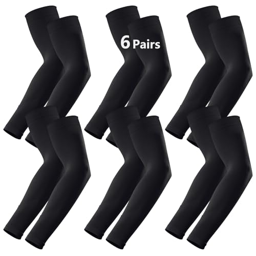 Cooling UV Protection Arm Sleeves - 6 Pairs Black