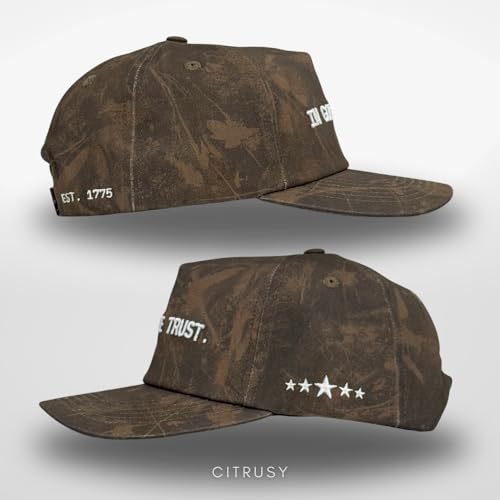 CITRUSY In God We Trust Camo Low Profile Snapback Hat - Unisex Hiking & Fishing Cap