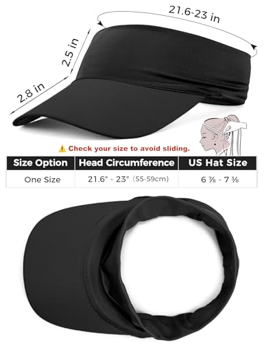 ROYBENS Cooling Visor Hat for Men & Women, Elastic Headband Sun Visor – Black