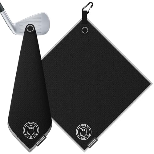 Magnetic Golf Towel - Ultra-Absorbent Microfiber - 18" x 18" - Black