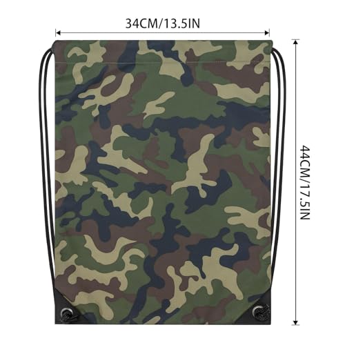Large Green Camo Drawstring Bags - 2PCS Cinch Backpack Set