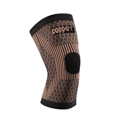 Copper Compression Knee Brace for Pain Relief - Large, Light Orange