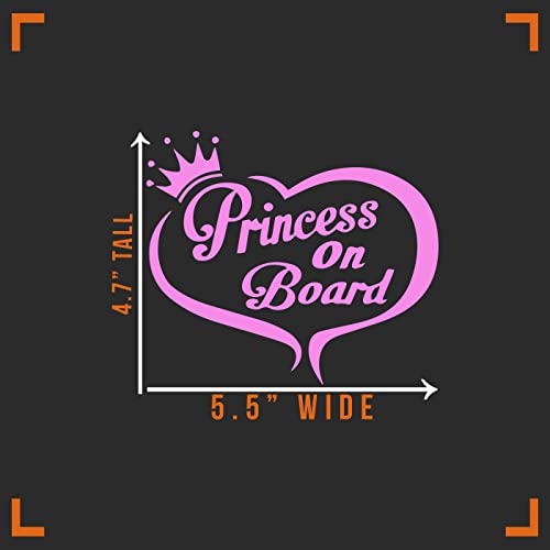 Princess On Board Vinyl Decal Sticker - Soft Pink 5.5" x 4"