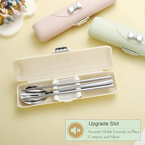 Portable Silverware Set with Case - Light Yellow Utensils