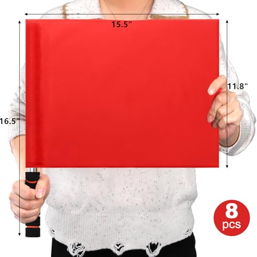 DEAYOU Referee Flags 8-Pack - Volleyball, Soccer, Football Line Judge Hand Signals, 15.5" x 11.8"