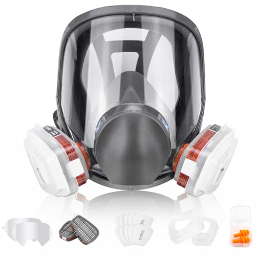 Full Face Respirator Mask, 6800 Reusable Respirator Mask with Filters, Anti-fog, Ideal for Paint, Spray, Dust