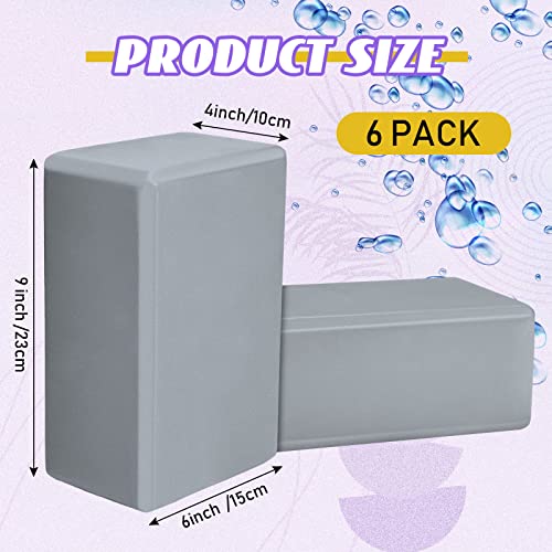 Yoga Blocks Set of 6 - Gray EVA Foam, Non-Slip for Stability