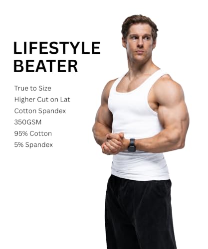 Ekkovision Men's Cotton Spandex Tank Top – Regular Fit, Ribbed White (Medium)