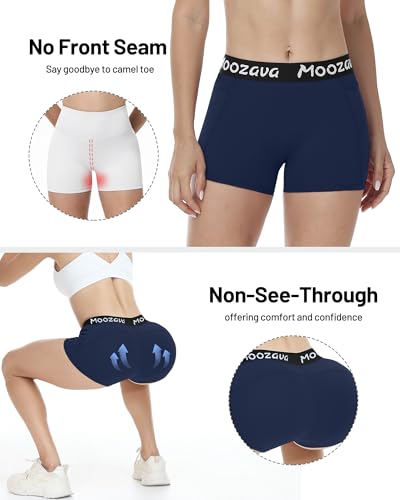 Women's Compression Biker Shorts with Pockets - 3" Navy