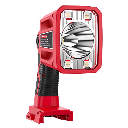 DTEZTECH Red 18W LED Work Light for Milwaukee M18 18V Battery, 1250LM Spotlight & Floodlight with USB, Pivoting Head