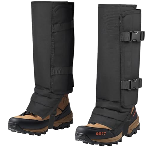 Snake Gaiters - Large Adjustable Black Protective Chaps for Outdoor Hiking & Hunting