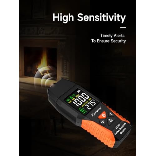 Carbon Monoxide Detector, CO Detector with Audible & Visual Alarm, 0-1000PPM, CO Alarm, Backlit LCD Screen, for Home, Car, Camping& Travel